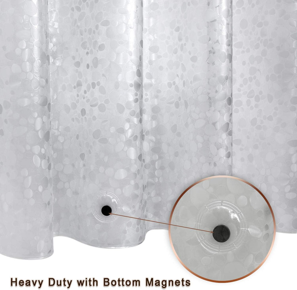 Waterproof shower curtain liner 8G EVA thick shower curtain with heavy duty 3 bottom magnets, shower liner for shower stall, bathtubs, 3D pebble pattern, 72 x 72, 12 hooks - view 3