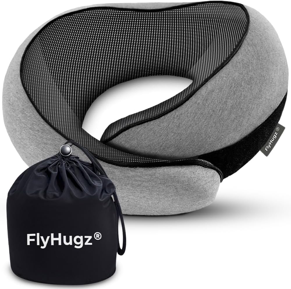 Neck travel pillow memory foam neck pillow for comfort on airplane compact and ergonomic design for travel, car rides, and home use ideal for adults and kids.