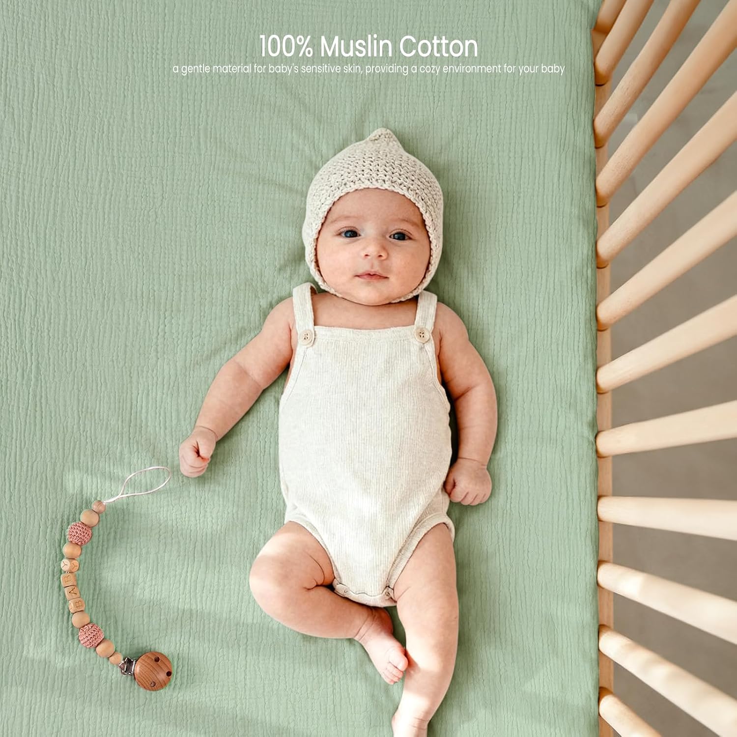Baby Muslin Crib Sheets: Snug Fitted Sheet for Standard Crib | Boho Neutral Print for Baby Girls Nursery Bedding & Gift 2Pack - Soft & Breathable Cotton Gentle on Newborn Skin - view 8