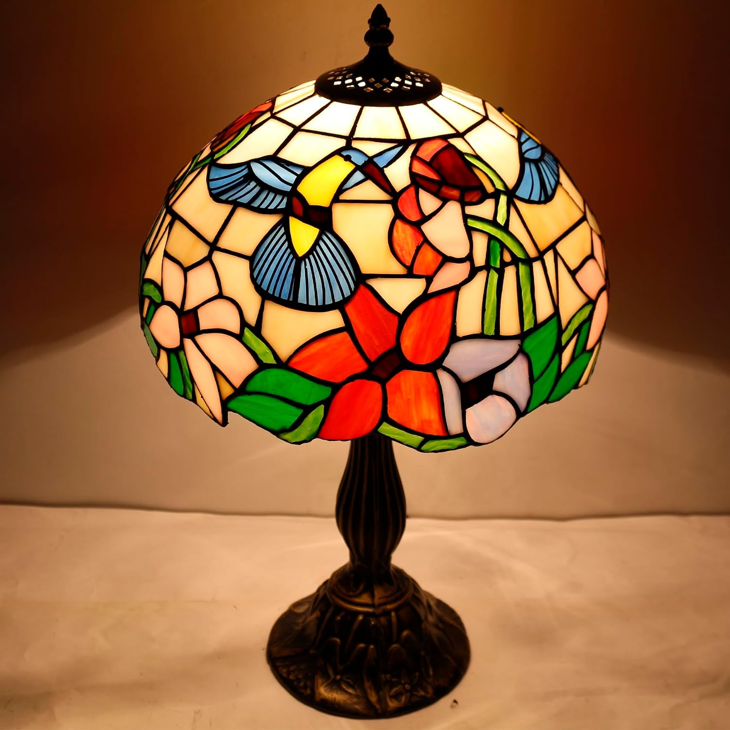Tiffany Lamp Stained Glass Lamp Hummingbird Bedside Table Lamp | Desk Reading Light 12X12X18 Inches Decor Bedroom Living Room Home Office S101 Series Style - view 4