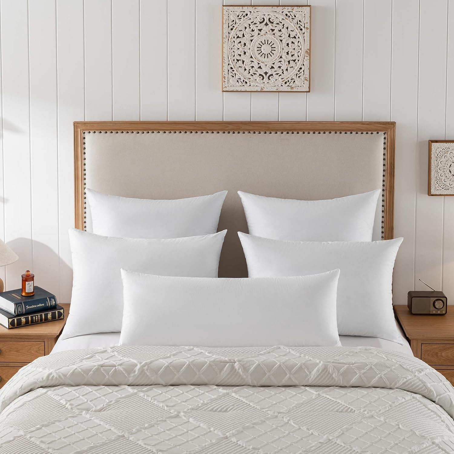 Hotel-Style Queen Size 20x28 Goose Feather & Down Bed Pillow - 100% Odorless Sleep Pillow for Neck Support & Cooling Comfort - 233TC Cotton Cover with Anti-Poke Liner Queen 20x28 inch - view 5