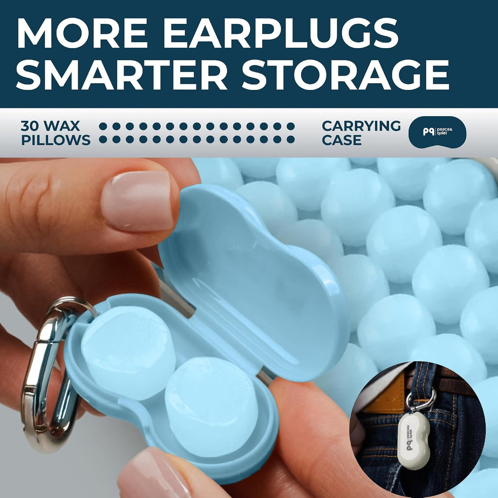 Silicone sleeping ear plugs - 30 wax moldable ear plugs for sleeping noise cancelling for swimming, sound blocking level 32 dB, color: blue - view 2