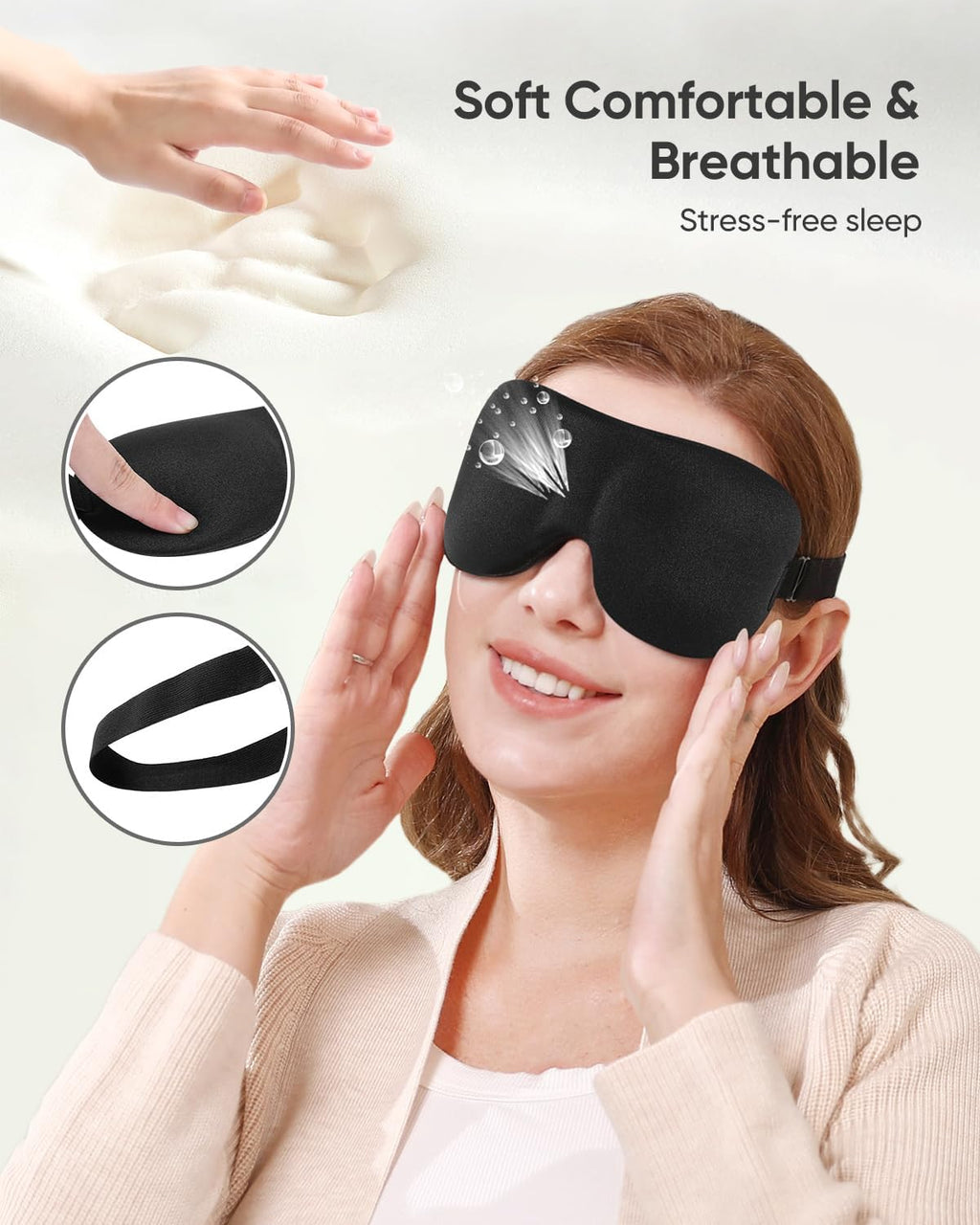 Sleep mask for side sleeper 3 pack, blackout 3D eye mask | zero eye pressure, super lightweight, adjustable, breathable, for men women side/back/stomach sleeping, travel & meditation - view 7