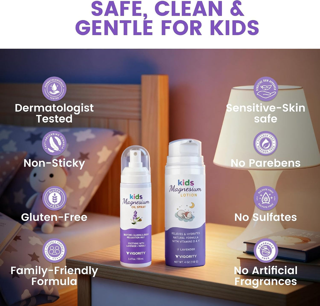 Kids magnesium lotion & magnesium sleep spray set - calming lavender magnesium oil spray for kids bedtime + soothing body lotion for nighttime legs & feet comfort, aromatherapy lavender & neroli - view 7