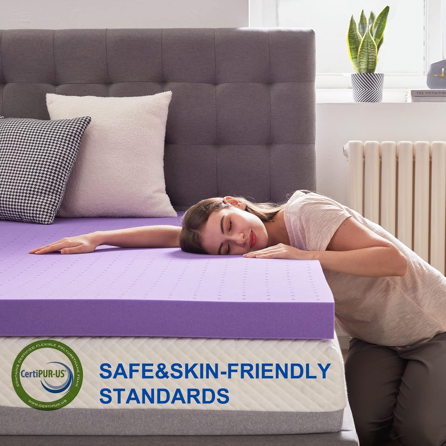 2 inch gel memory foam mattress topper ventilated soft pressure relieve mattress pad, breathable bed topper, CertiPUR-US certified, twin size - view 4