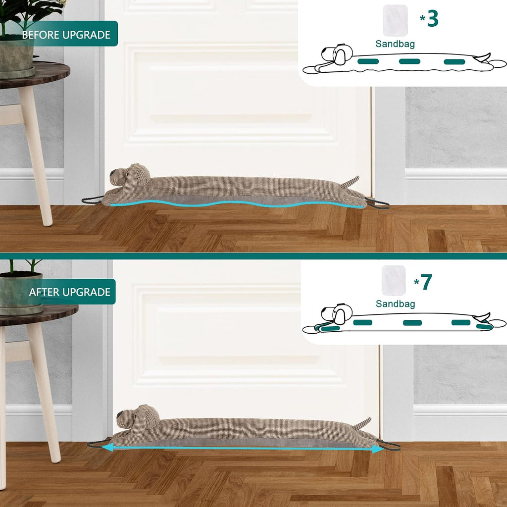 Under door draft stopper decorative wind stopper 36 inch for door & window, weighted animal air draft stopper for bottom of door with hanging loops - brown dog - view 4