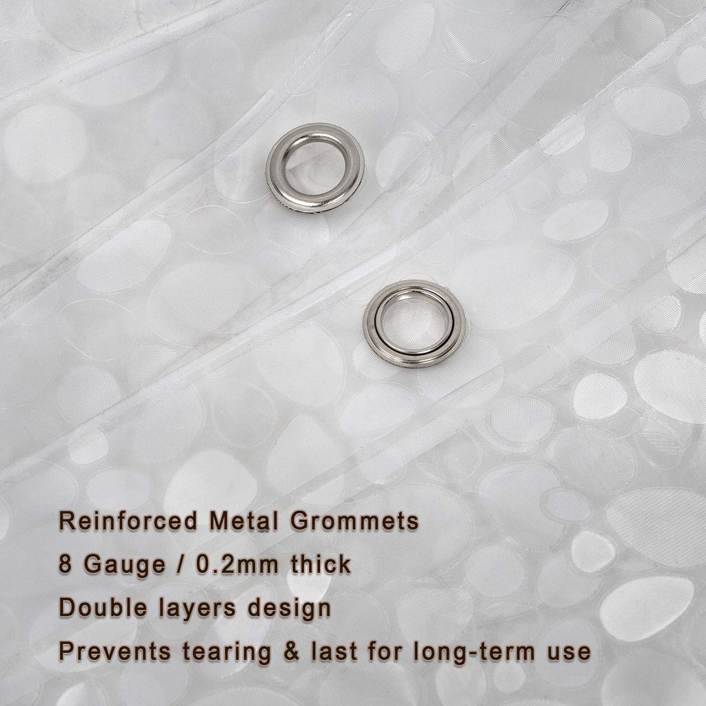Waterproof shower curtain liner 8G EVA thick shower curtain with heavy duty 3 bottom magnets, shower liner for shower stall, bathtubs, 3D pebble pattern, 72 x 72, 12 hooks - view 5