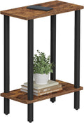 Narrow Side Table, 2-Tier Small End Table for Couch | Skinny Sofa Table, Slim Nightstand, Easy Assembly for Living Room, Bedroom, Brown TB01BB062