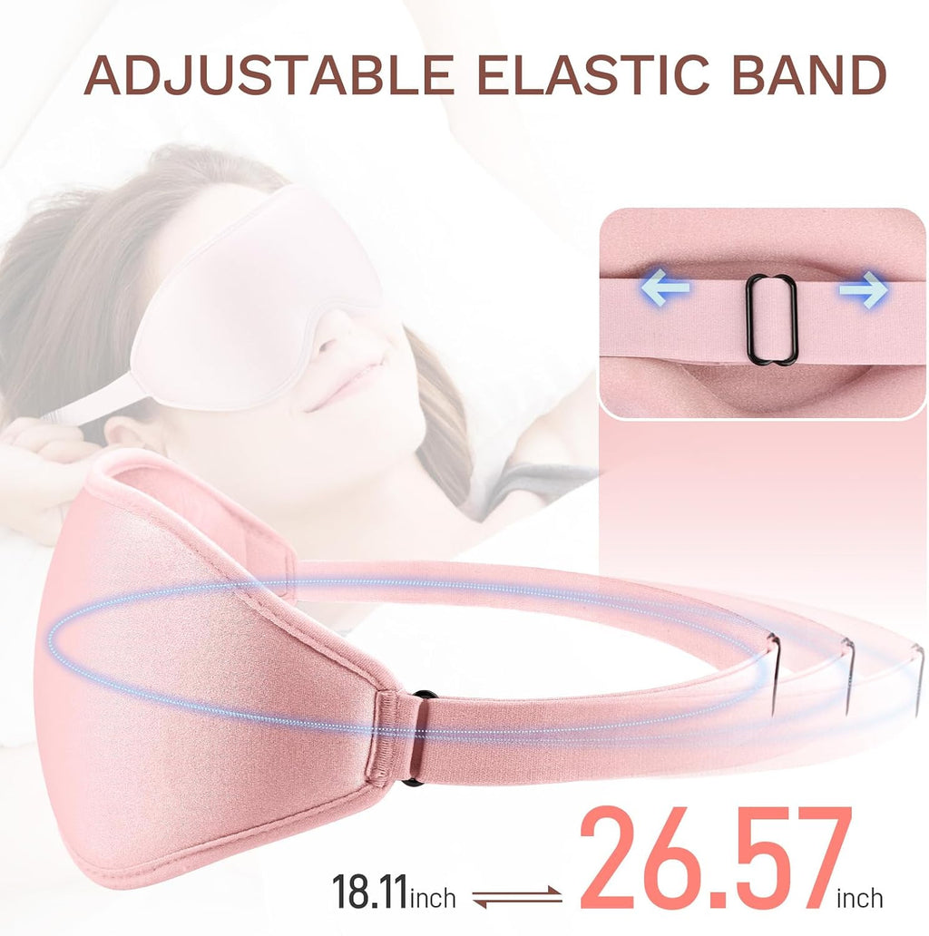 99% Fully Block Out Light Eye Sleep Mask, 3D Deep Contoured Eyes Cover Zero Pressure, Long Lash Extension Eyes Mask with Adjustable Straps for Sleeping Travel Home Nap Rest Women Men (Pink) - view 6