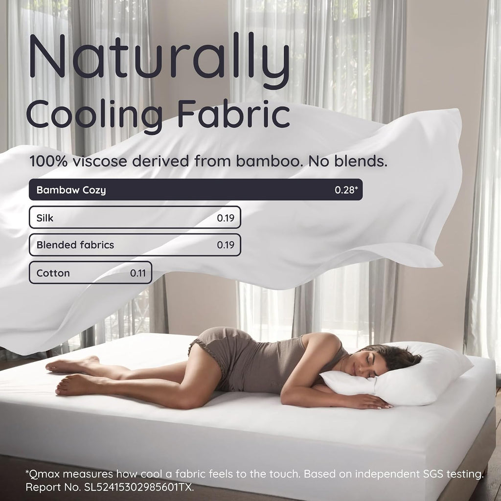 100% viscose derived from bamboo pillow case Queen size – set of 2 Queen cooling pillow cases for hot sleepers with envelope closure, anti acne pillow case, breathable & super soft (White) - view 6