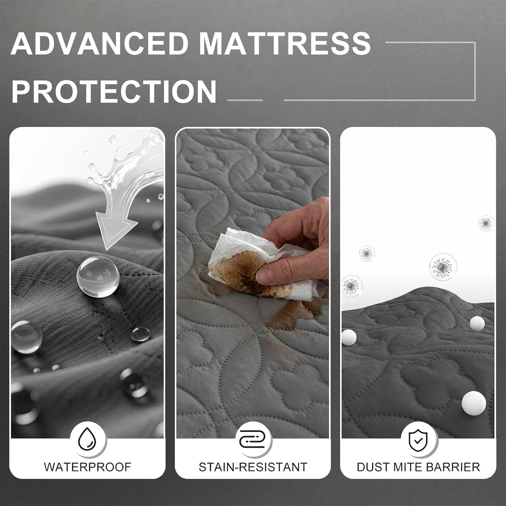 Waterproof Mattress Protector Queen, Noiseless Mattress Pad | Washable Soft Breathable Fabric Bed Cover with Deep Pocket Up to 21”for Home, Hotel - view 3