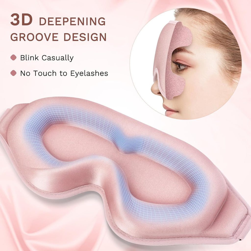 99% Fully Block Out Light Eye Sleep Mask, 3D Deep Contoured Eyes Cover Zero Pressure, Long Lash Extension Eyes Mask with Adjustable Straps for Sleeping Travel Home Nap Rest Women Men (Pink) - view 5
