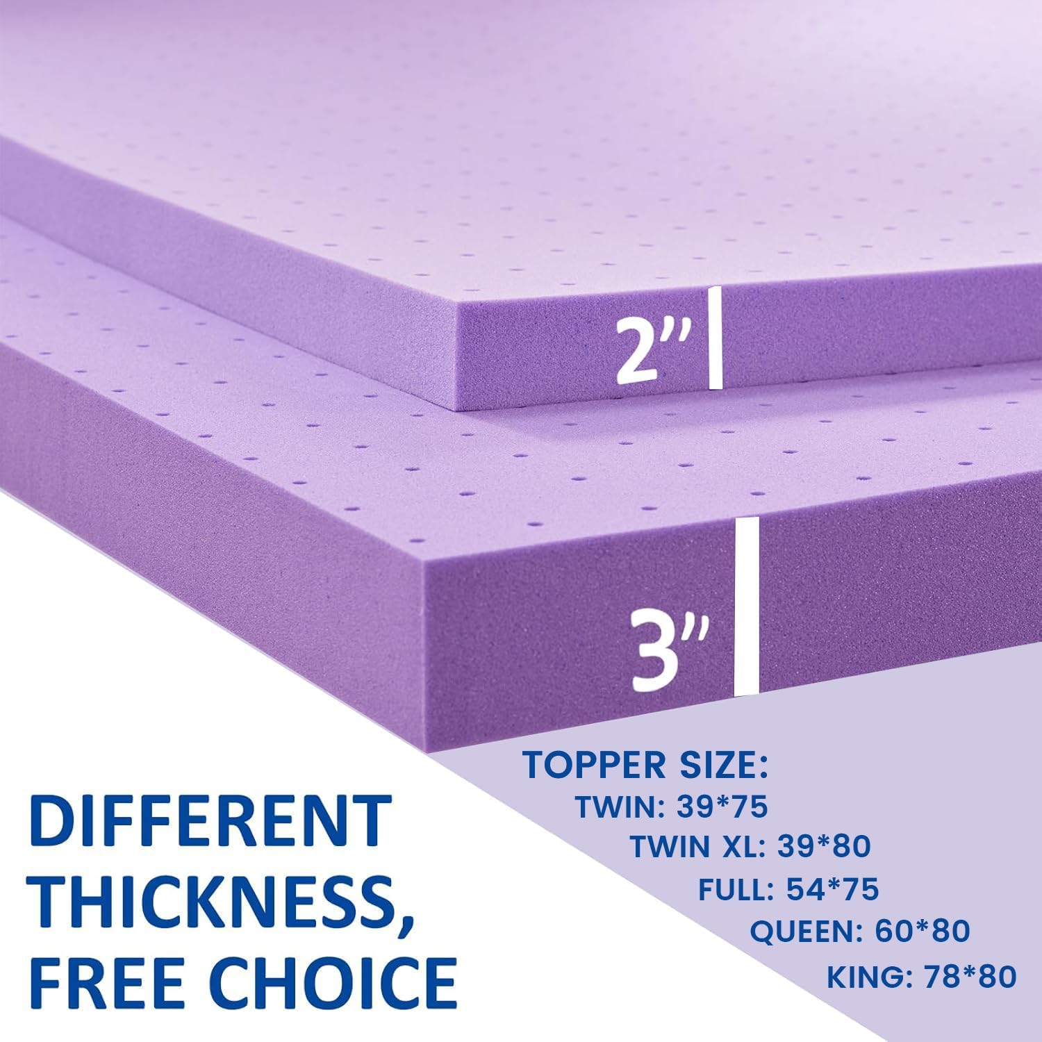 2 inch gel memory foam mattress topper ventilated soft pressure relieve mattress pad, breathable bed topper, CertiPUR-US certified, twin size - view 7