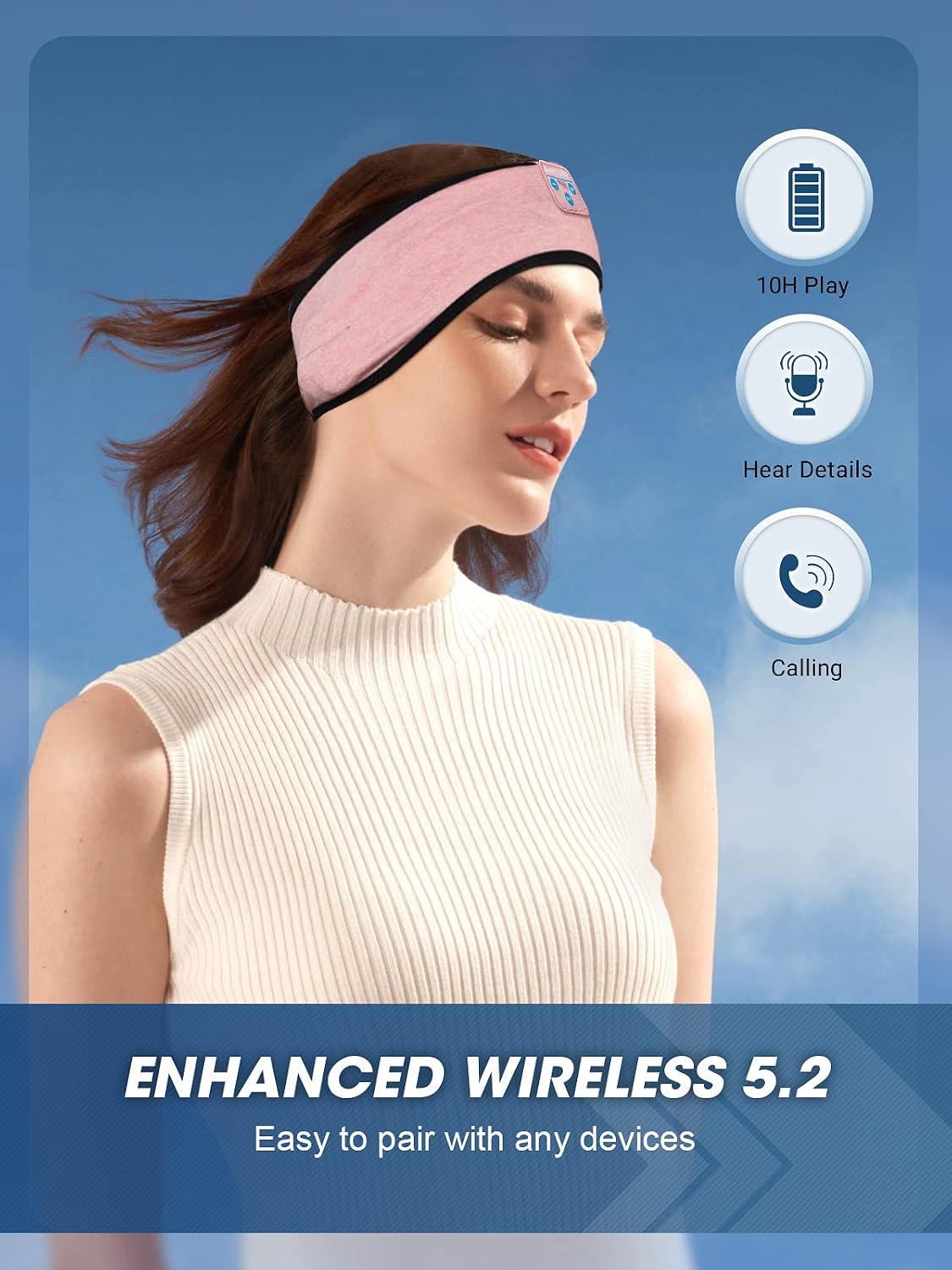 Sleep-Headphones-Wireless-Bluetooth-Headband - Comfy Sleeping Eye Mask Headphones Headset, Sport Headband Earbuds Electronics Tech Gadgets Christmas Birthday Gifts for Women Men Running - view 4