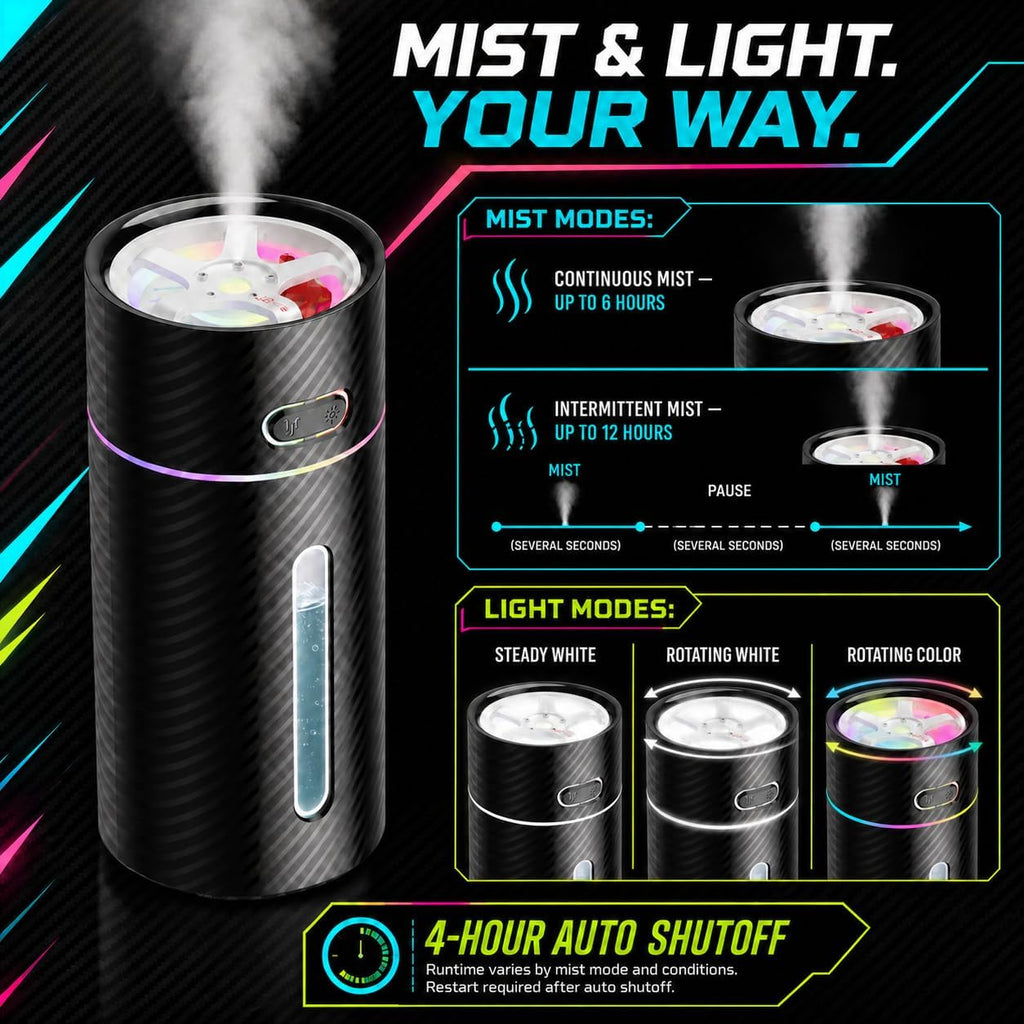 Plug-In Travel Humidifier with Rim-Inspired Fidget Spinner, 9 fl oz USB-C Powered Portable Mini Cool Mist Personal Humidifier for Car, Office, Desk and Hotel - view 4