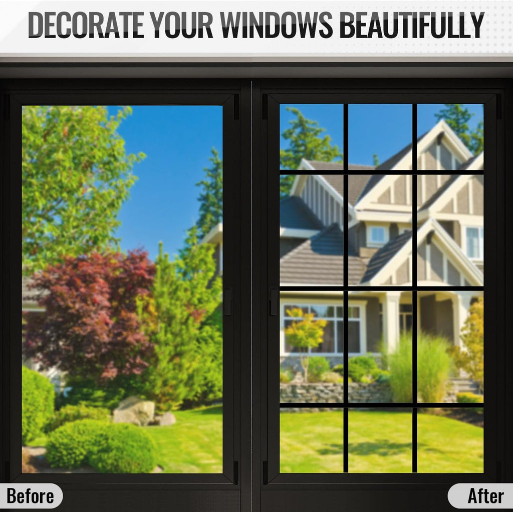 59 Ft Window Grille Inserts Grid Kit, 2 Black, Self-Adhesive Peel | Stick Trim Molding Window Trim Molding Grids, DIY Crown Molding Peel & Stick for Tile Edge Trim, Windows Door Frames - view 5