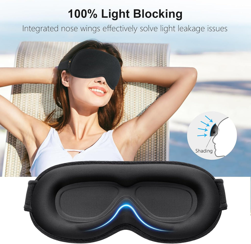 100% Blackout Sleep Eye Mask for Women Men, Zero Pressure Sleep Mask | Ergonomic Design 3D Cutout Eye Movement and Eyelash Friendly Night Blindfold, Ultra Soft Comfortable for Sleeping - view 2