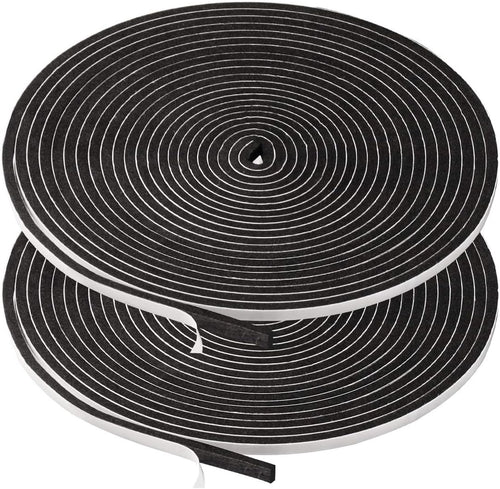 2 rolls weather stripping, 1/4 inch wide x 1/8 inch thick foam seal tape high density foam strip self adhesive, closed cell foam tape seal strip, 16 feet long each