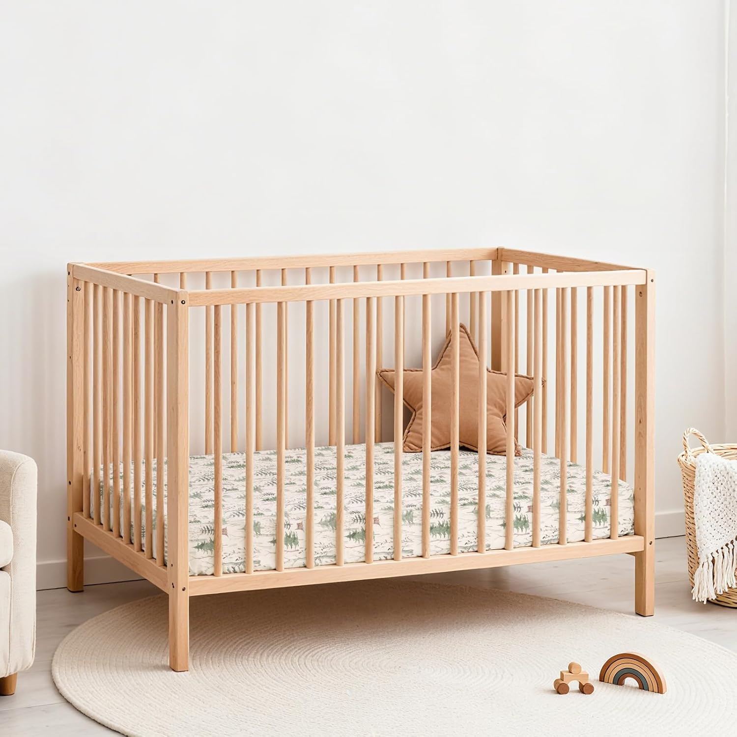 Baby Muslin Crib Sheets: Snug Fitted Sheet for Standard Crib | Boho Neutral Print for Baby Girls Nursery Bedding & Gift 2Pack - Soft & Breathable Cotton Gentle on Newborn Skin - view 7