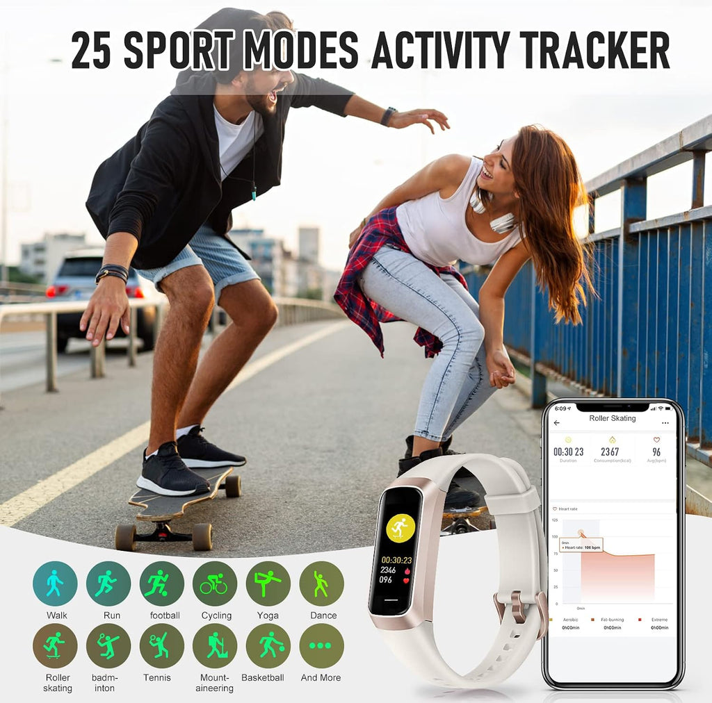 Fitness tracker with 24/7 heart rate blood pressure blood oxygen sleep monitor, 1.10'' AMOLED touch screen smart watches, activity trackers health calories pedometer for women men - view 5