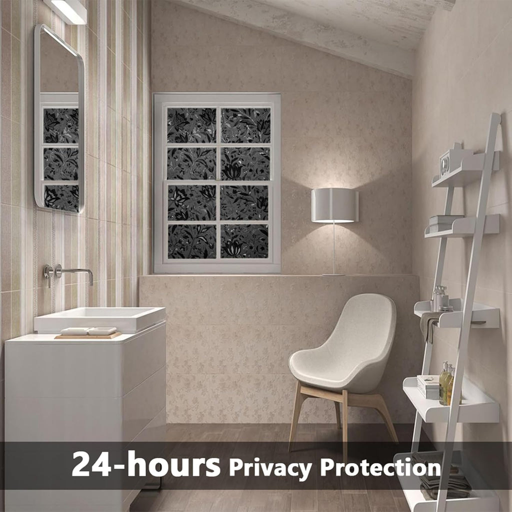 Blackout window film frosted privacy clings, 17.5" x 78.7" | blocks light & heat, removable static cling glass sticker, stained room darkening opaque cover day night privacy protection - view 5