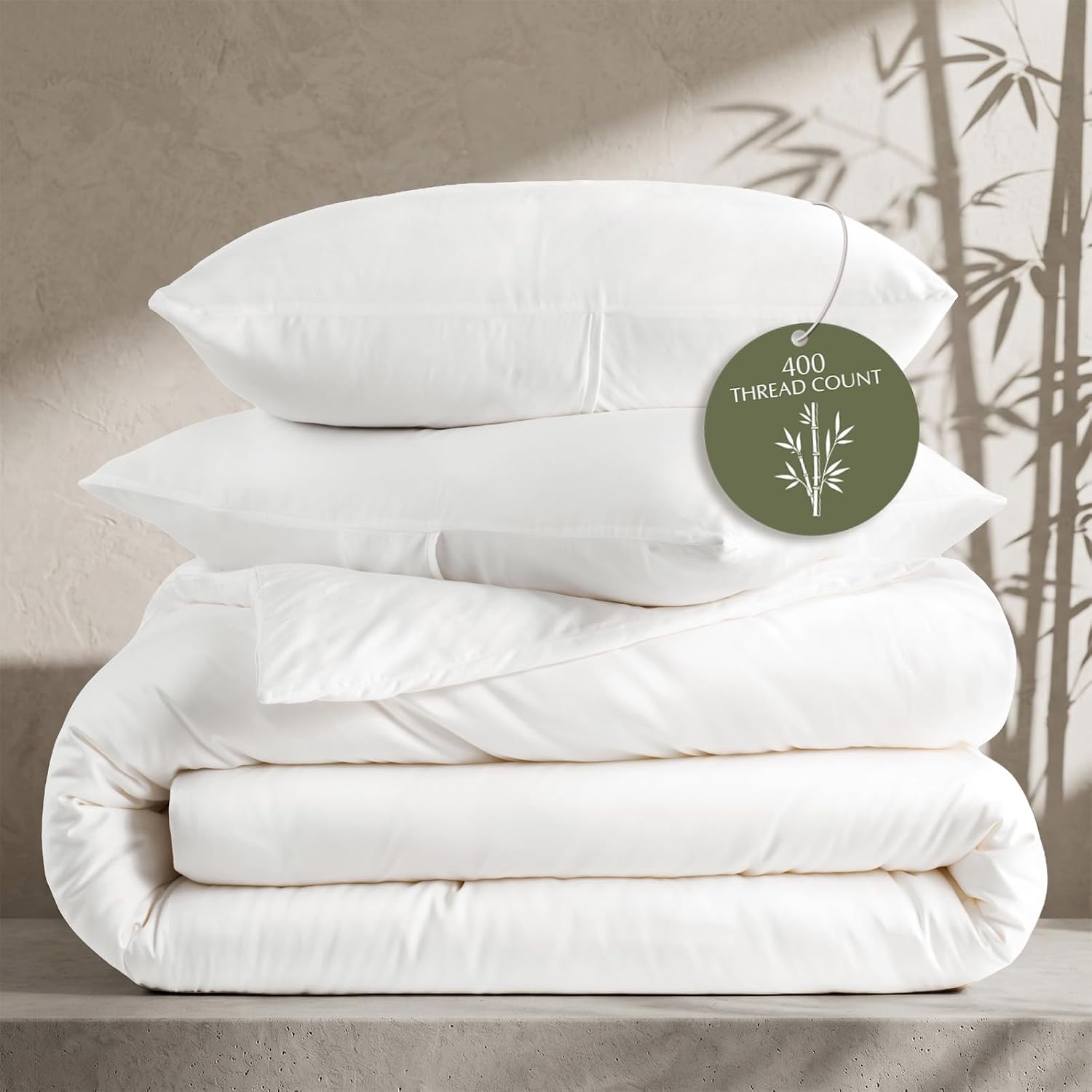 100% Rayon from Bamboo Duvet Cover Set, King Size, Dark Brown | 3-Piece 400TC Sateen Comforter Cover Bedding Set, Silky Soft, Cooling, Breathable for Hot Sleepers, 2 Pillow Shams, No Insert - view 5