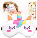 Sleep Mask for Kids - Valentines Gift for Kids Cute Silk Eye Cover for Sleeping Soft Kawaii Eyeshade Animal Eye Blindfold with Adjustable Strap for Girls Teens, Unicorn
