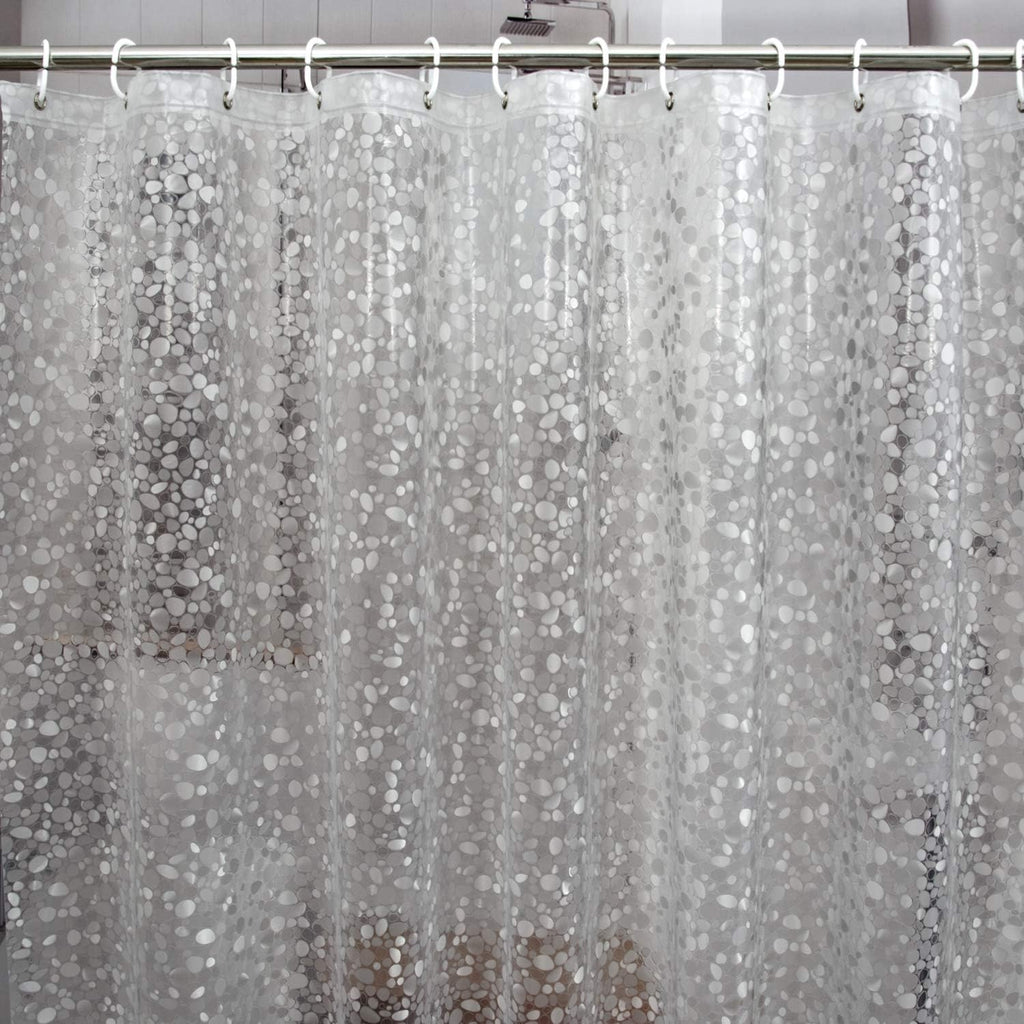 Waterproof shower curtain liner 8G EVA thick shower curtain with heavy duty 3 bottom magnets, shower liner for shower stall, bathtubs, 3D pebble pattern, 72 x 72, 12 hooks - view 6