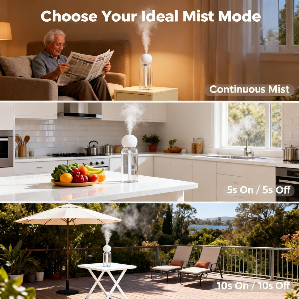 Small Humidifier for Bedroom - Portable Mini Cool Mist Humidifier for Desk, Car & Travel, 220ml Compact Humidifier for Plants Indoor, Quiet Operation, Auto Shut-Off, Adjustable Mist Modes - view 4
