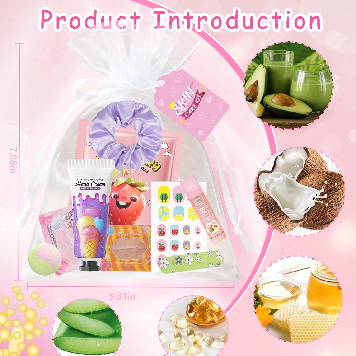 96 pcs spa party supplies for women, spa favors include face masks, hand cream, lip balm, under eye patches, lip mask, foot bomb, nail stickers, sleepover party supplies birthday kit for girls gift set - view 4