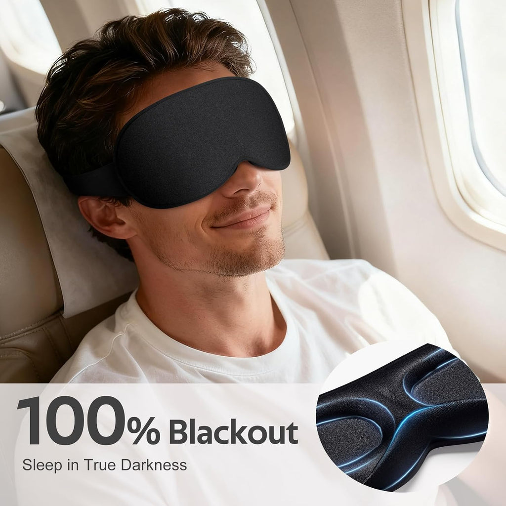 Sleep Mask for Men Women - 100% Blackout Eye Masks for Sleep - 3D Soft Sleeping Mask for Side Sleepers - Zero Pressure Lash Extensions Eye Cover Shade for Airplane Travel Essentials, Black - view 2