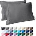 Microfiber pillow cases - Standard/Queen size set of 2 cooling pillow cases double brushed grey pack easy care (Standard pillow case 2, Grey)