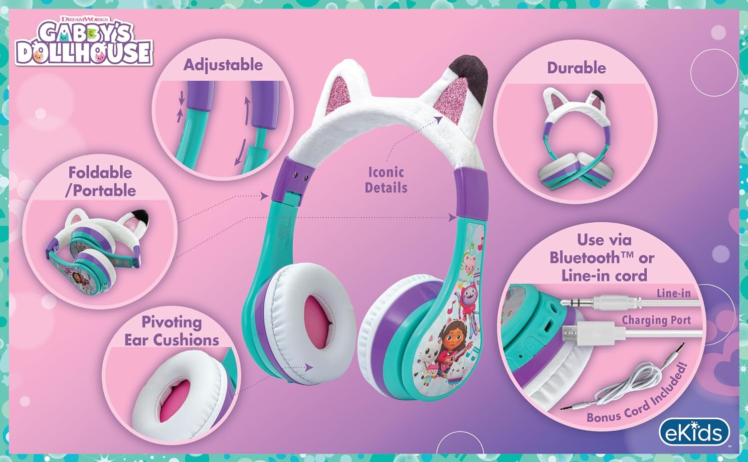 Bluetooth headphones for kids, wireless headphones - view 3