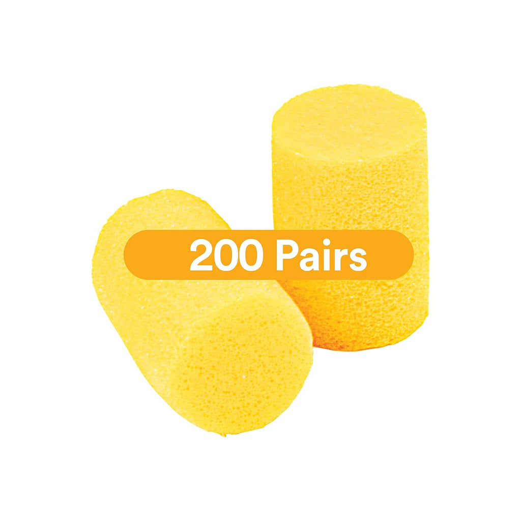 Ear plugs, classic 312-1201, 200 pairs of disposable earplugs, 1 pair/poly bag, uncorded, noise reduction rating 29 dB NRR, foam, regular size, roll down, compliant with ANSI/ASA S12.71-2018