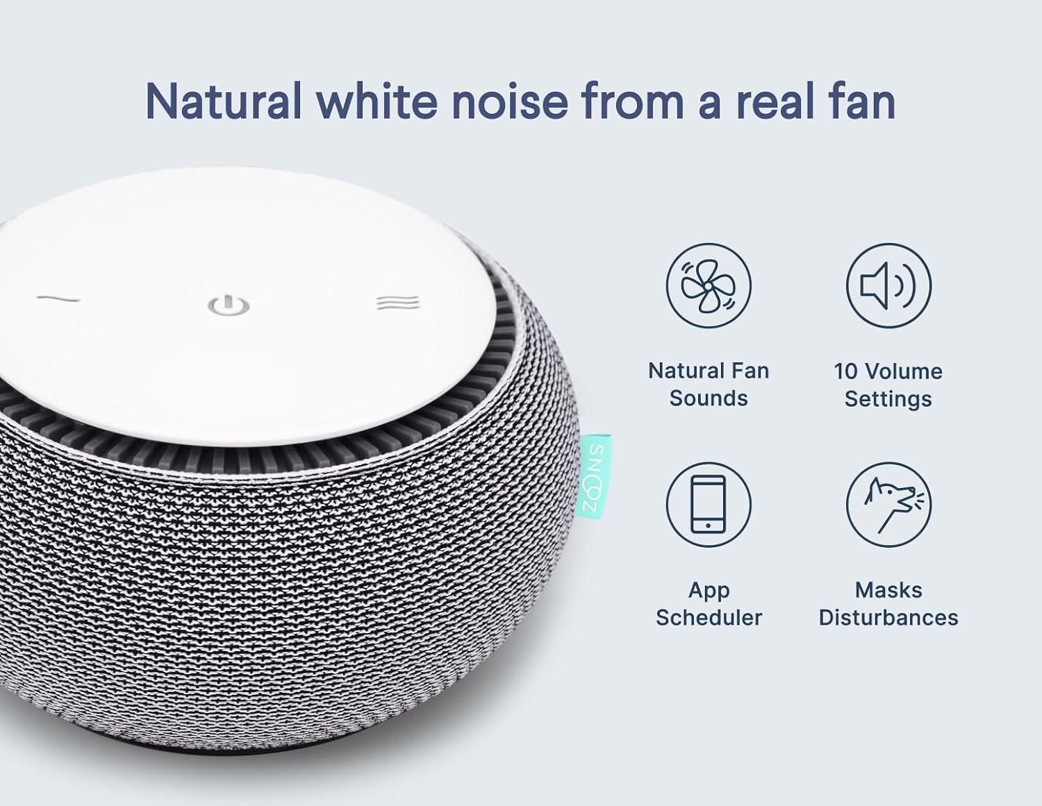 Original Smart White Noise Sound Machine, Real Fan Inside for Sleep | Natural Sound from a Real Fan, Non-Looping White Noise, App Scheduler, 10 Levels, Masks Snoring, Office Privacy & Neighbors - view 2