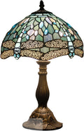 Tiffany Lamp Sea Blue Stained Glass Table Lamp 18 Inch Dragonfly | 12X12X18 Inches Desk Reading Light S147 Series Style