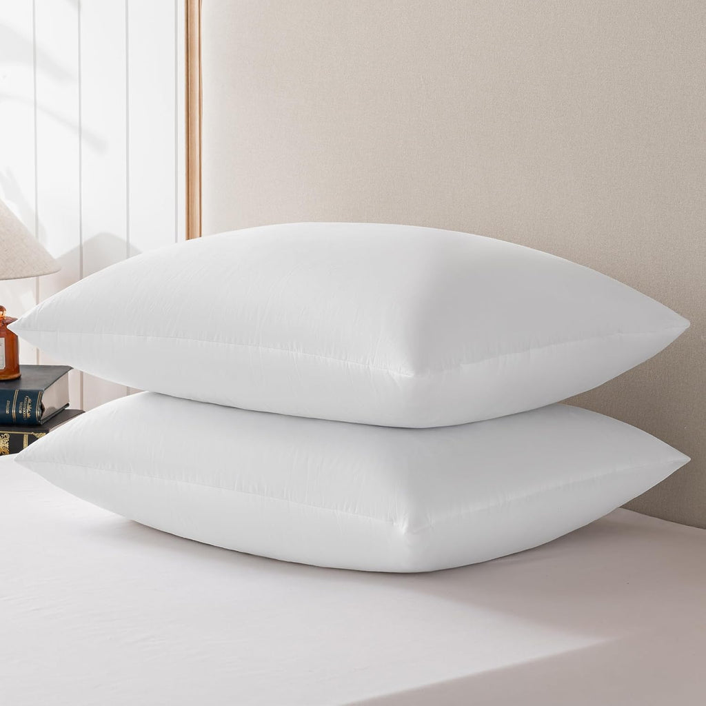 Hotel-Style Queen Size 20x28 Goose Feather & Down Bed Pillow - 100% Odorless Sleep Pillow for Neck Support & Cooling Comfort - 233TC Cotton Cover with Anti-Poke Liner Queen 20x28 inch - view 2