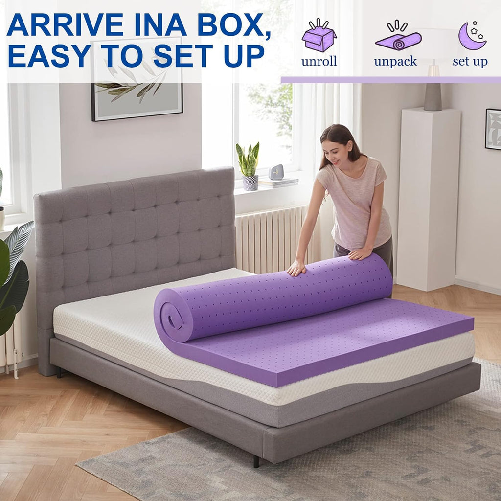 2 inch gel memory foam mattress topper ventilated soft pressure relieve mattress pad, breathable bed topper, CertiPUR-US certified, twin size - view 5