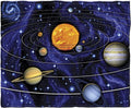 Fleece throw blanket - 50x60-inch plush space blanket with solar system design for kids and adults - soft and cozy for bed, couch, or travel