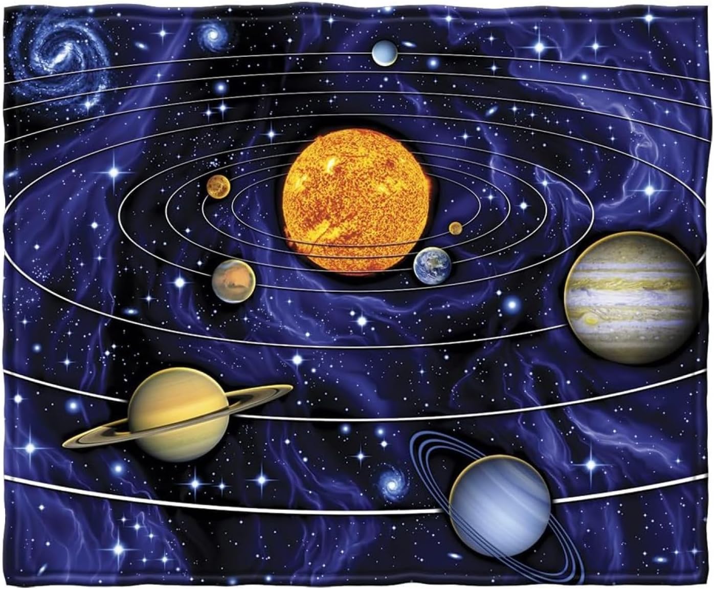 Fleece throw blanket - 50x60-inch plush space blanket with solar system design for kids and adults - soft and cozy for bed, couch, or travel