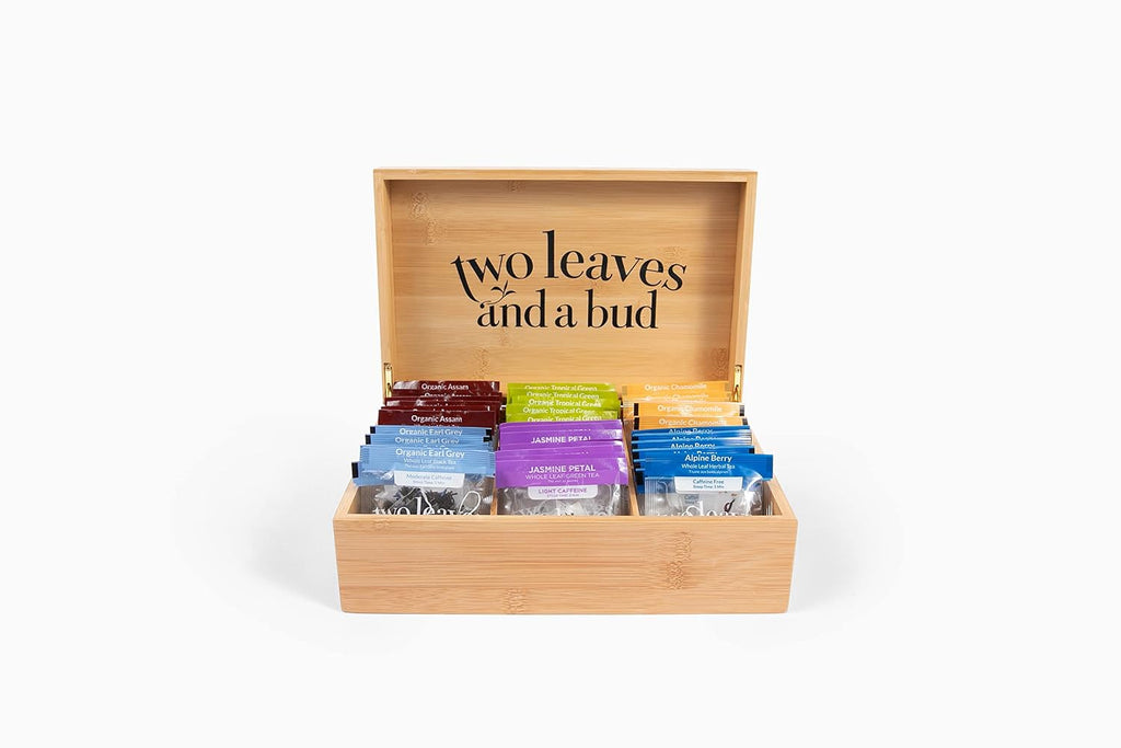 Organic Tea Sampler in 6-Slot Bamboo Presentation Box | Filled Gift Box with Tea Assortment of Green, Black, and Herbal Teas - view 6