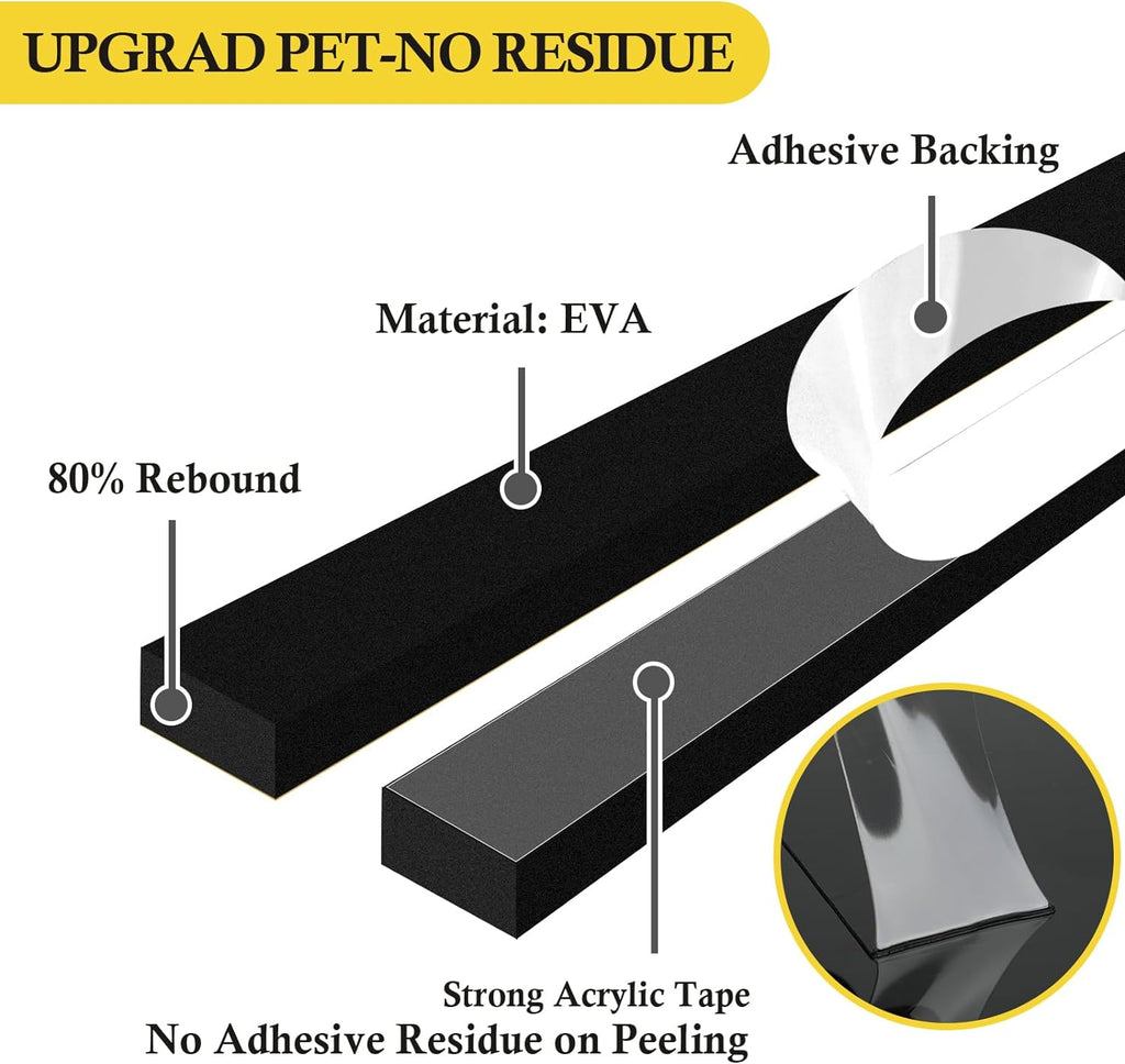 AC Window Seal Foam Tape, 1" x 1" Thick Foam Weather Strip, Black | High Resilience Foam Tape Seals Large Gaps Around Ac Windows and Doors, 6.5ft x 2 Rolls, Strong Adhesive, Install in Minutes - view 8