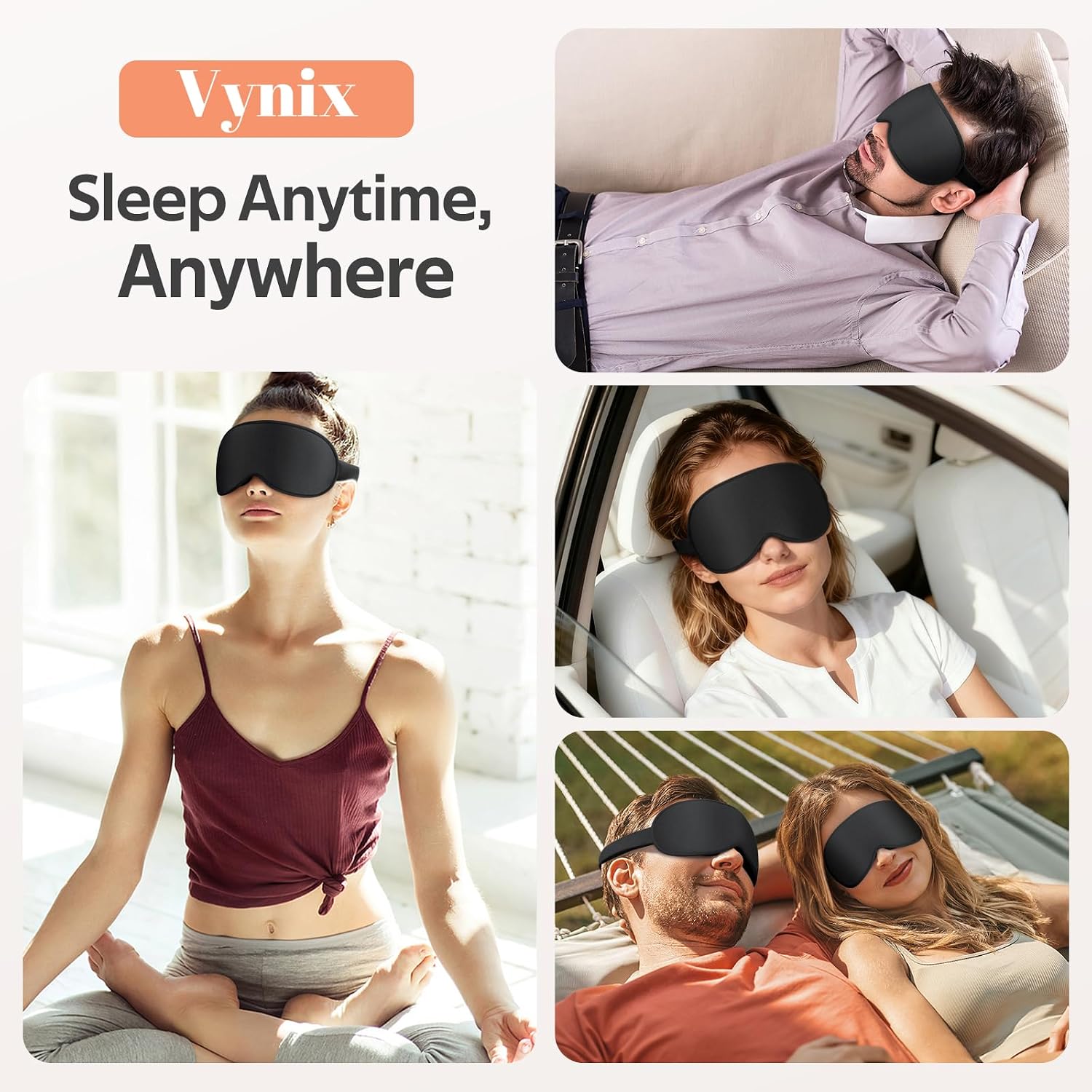 Sleep Mask for Men Women - 100% Blackout Eye Masks for Sleep - 3D Soft Sleeping Mask for Side Sleepers - Zero Pressure Lash Extensions Eye Cover Shade for Airplane Travel Essentials, Black - view 8