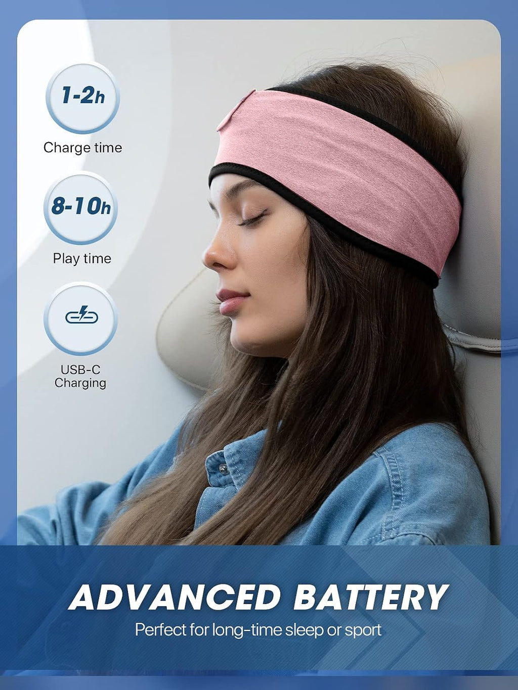 Sleep-Headphones-Wireless-Bluetooth-Headband - Comfy Sleeping Eye Mask Headphones Headset, Sport Headband Earbuds Electronics Tech Gadgets Christmas Birthday Gifts for Women Men Running - view 6