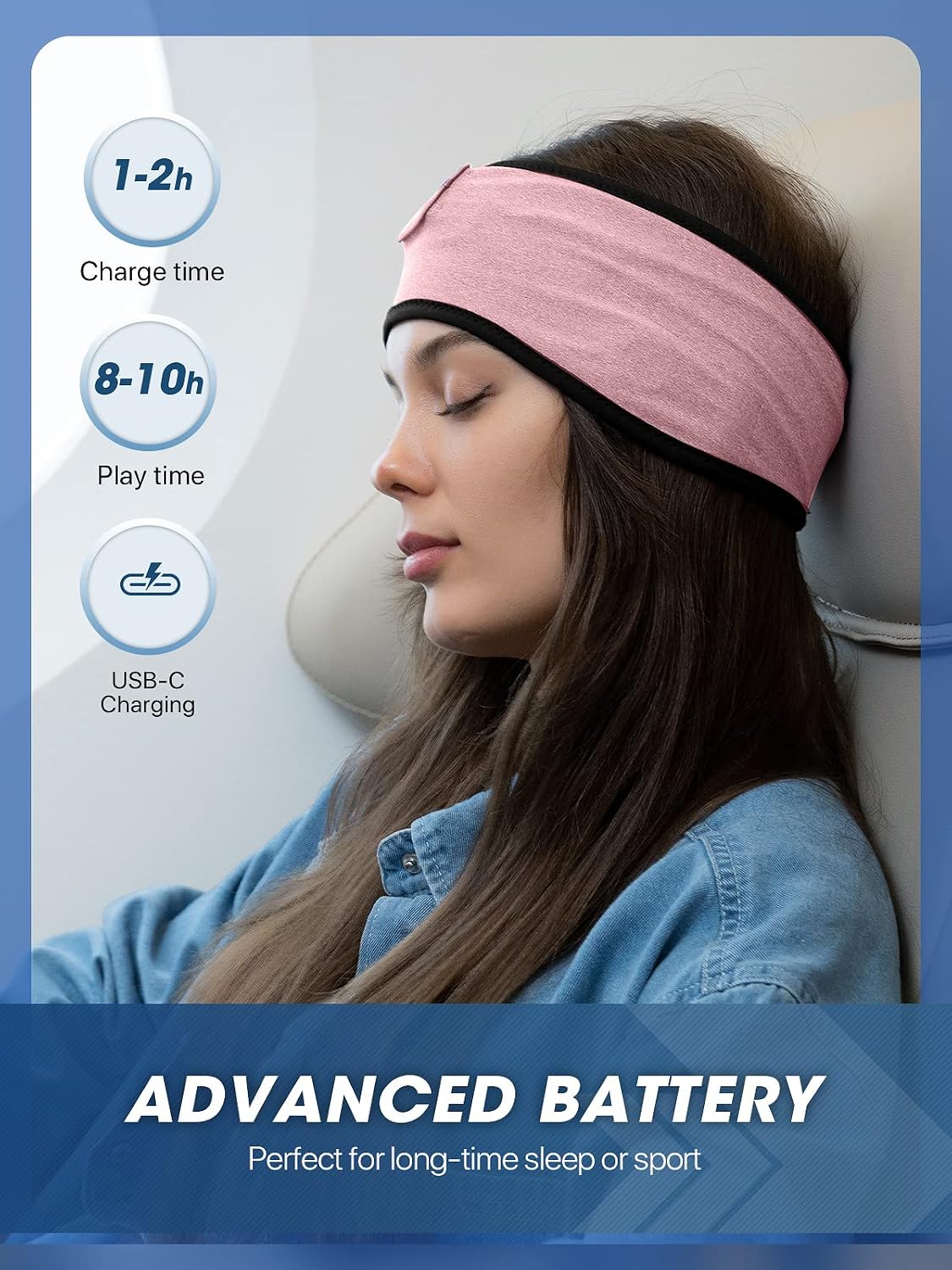 Sleep-Headphones-Wireless-Bluetooth-Headband - Comfy Sleeping Eye Mask Headphones Headset, Sport Headband Earbuds Electronics Tech Gadgets Christmas Birthday Gifts for Women Men Running - view 6