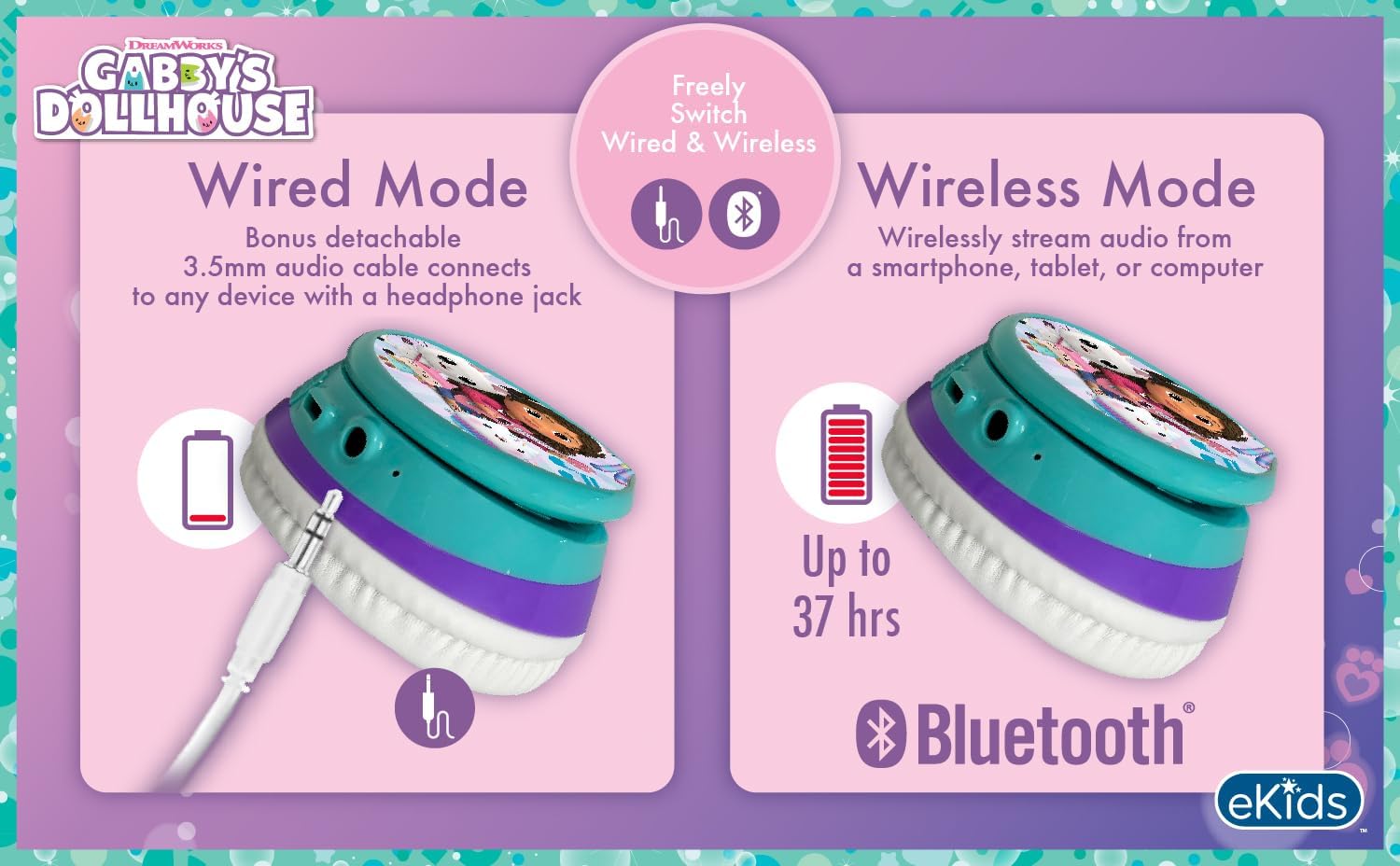 Bluetooth headphones for kids, wireless headphones - view 6