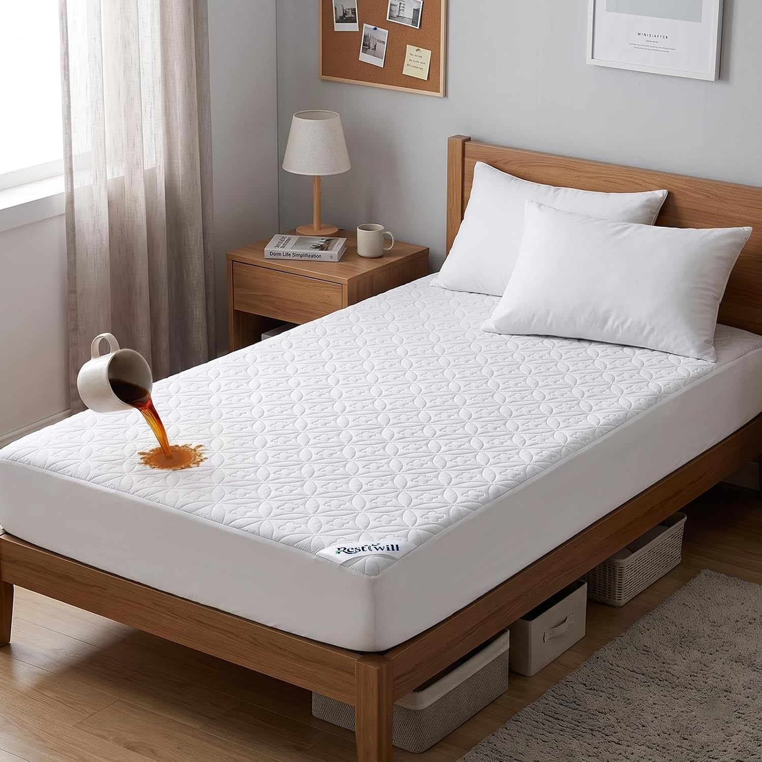 Waterproof Mattress Protector Queen, Noiseless Mattress Pad | Washable Soft Breathable Fabric Bed Cover with Deep Pocket Up to 21”for Home, Hotel - view 8