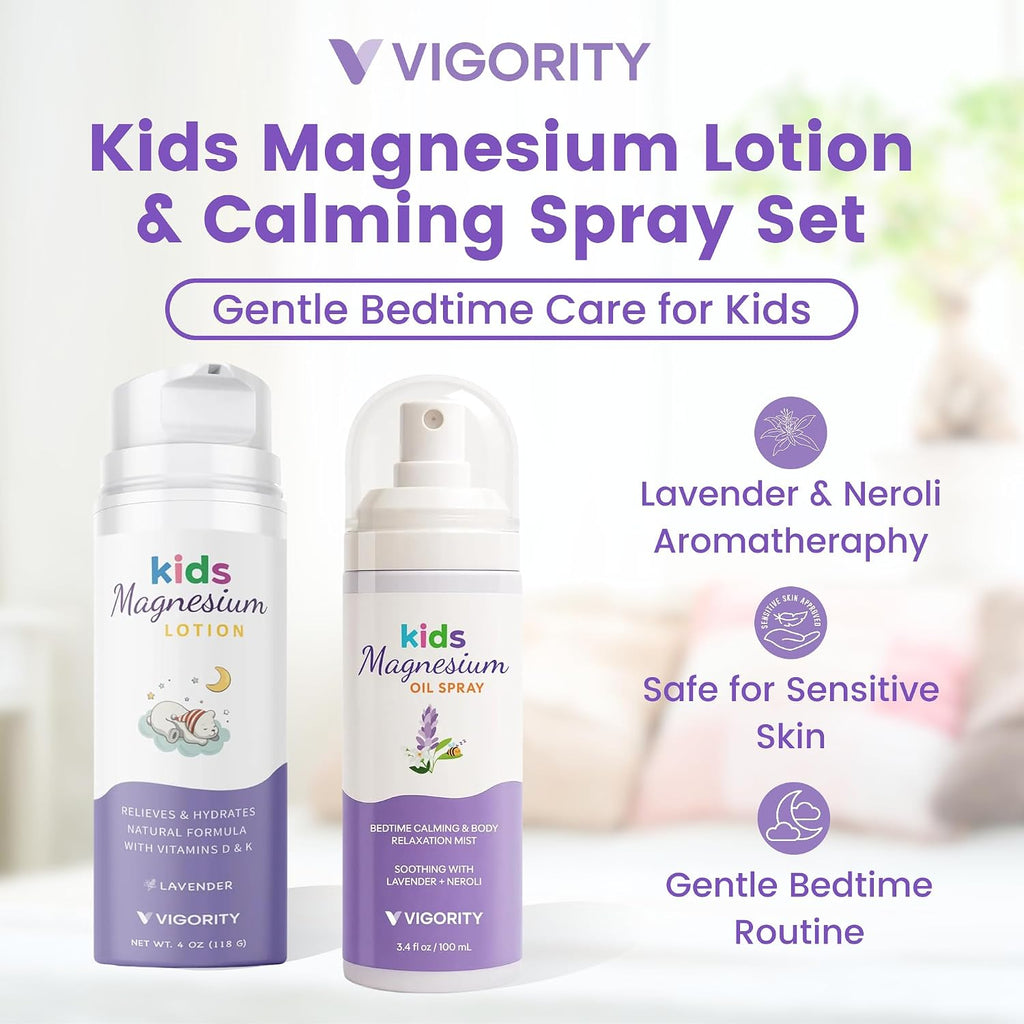 Kids magnesium lotion & magnesium sleep spray set - calming lavender magnesium oil spray for kids bedtime + soothing body lotion for nighttime legs & feet comfort, aromatherapy lavender & neroli - view 3