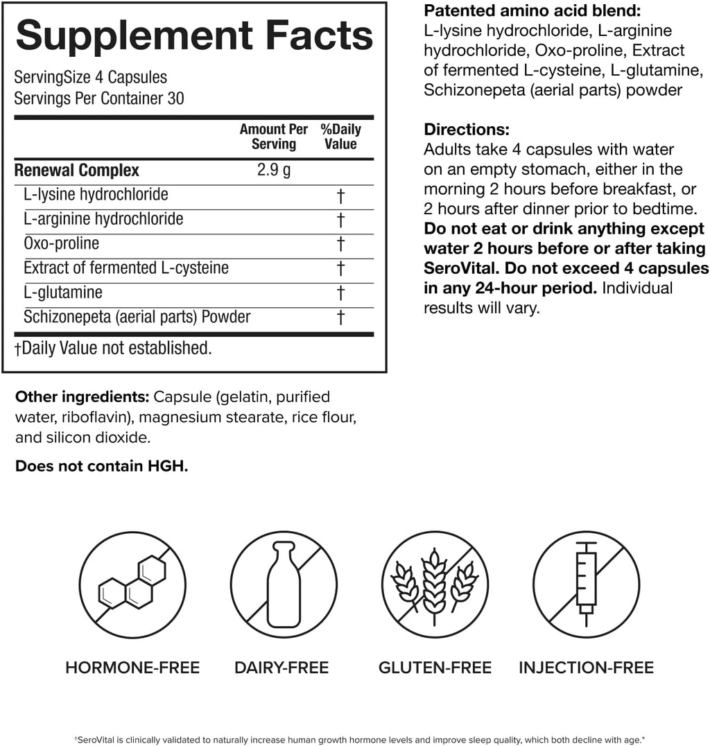 Renewal complex - anti aging supplements - amino acids - peptides - improved energy and immunity, better deeper sleep, 30-day supply - view 8