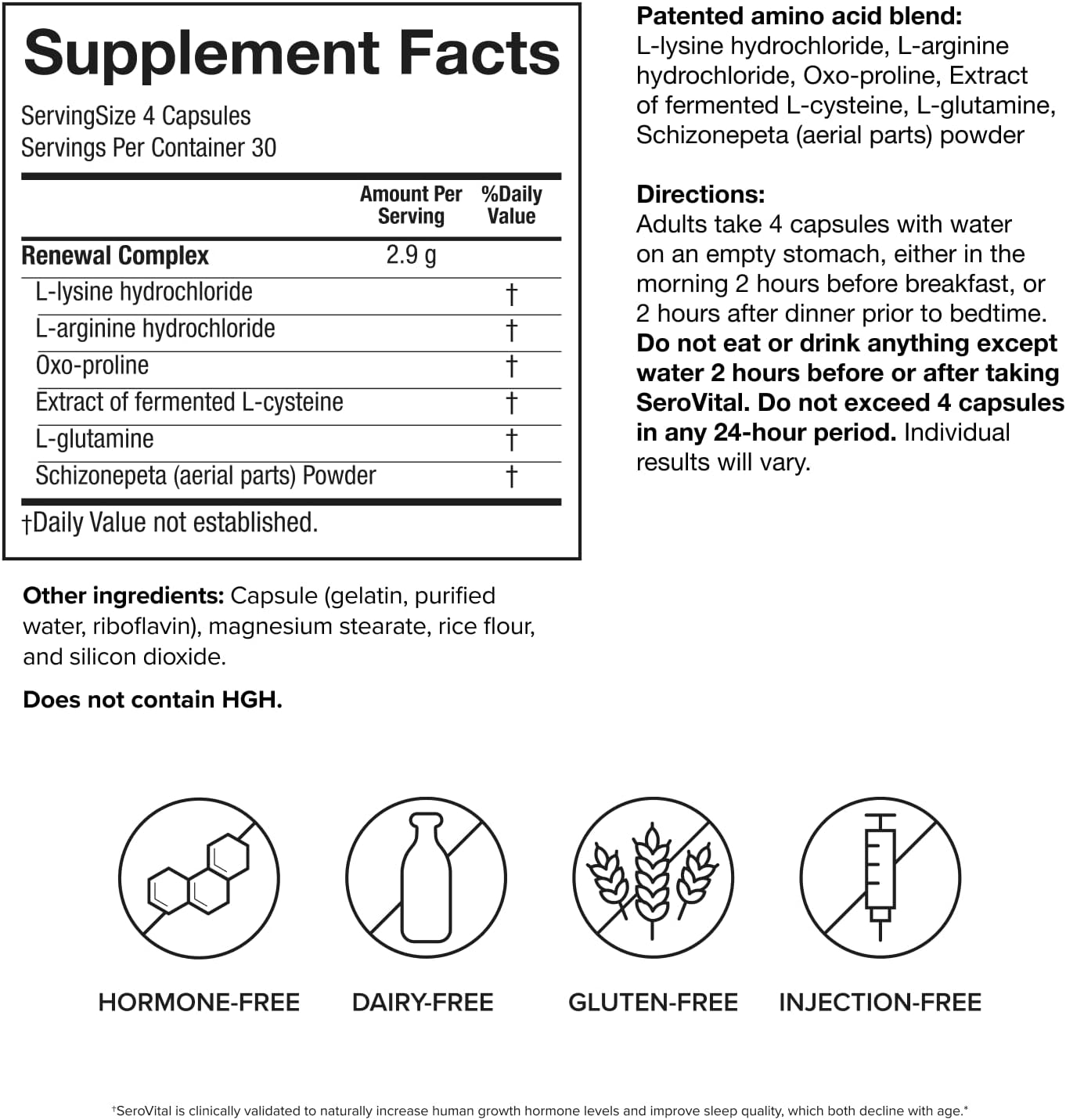Renewal complex - anti aging supplements - amino acids - peptides - improved energy and immunity, better deeper sleep, 30-day supply - view 8